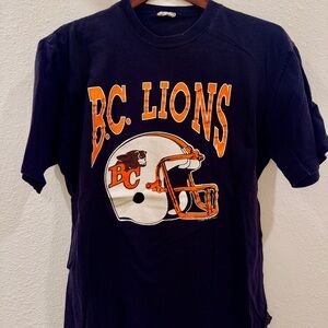 Vintage 1988 CFL BC Lions Black T-Shirt Medium Single Stitch Made In Canada 80s